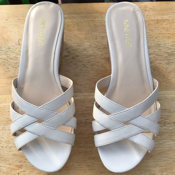 nine west white wedge sandals